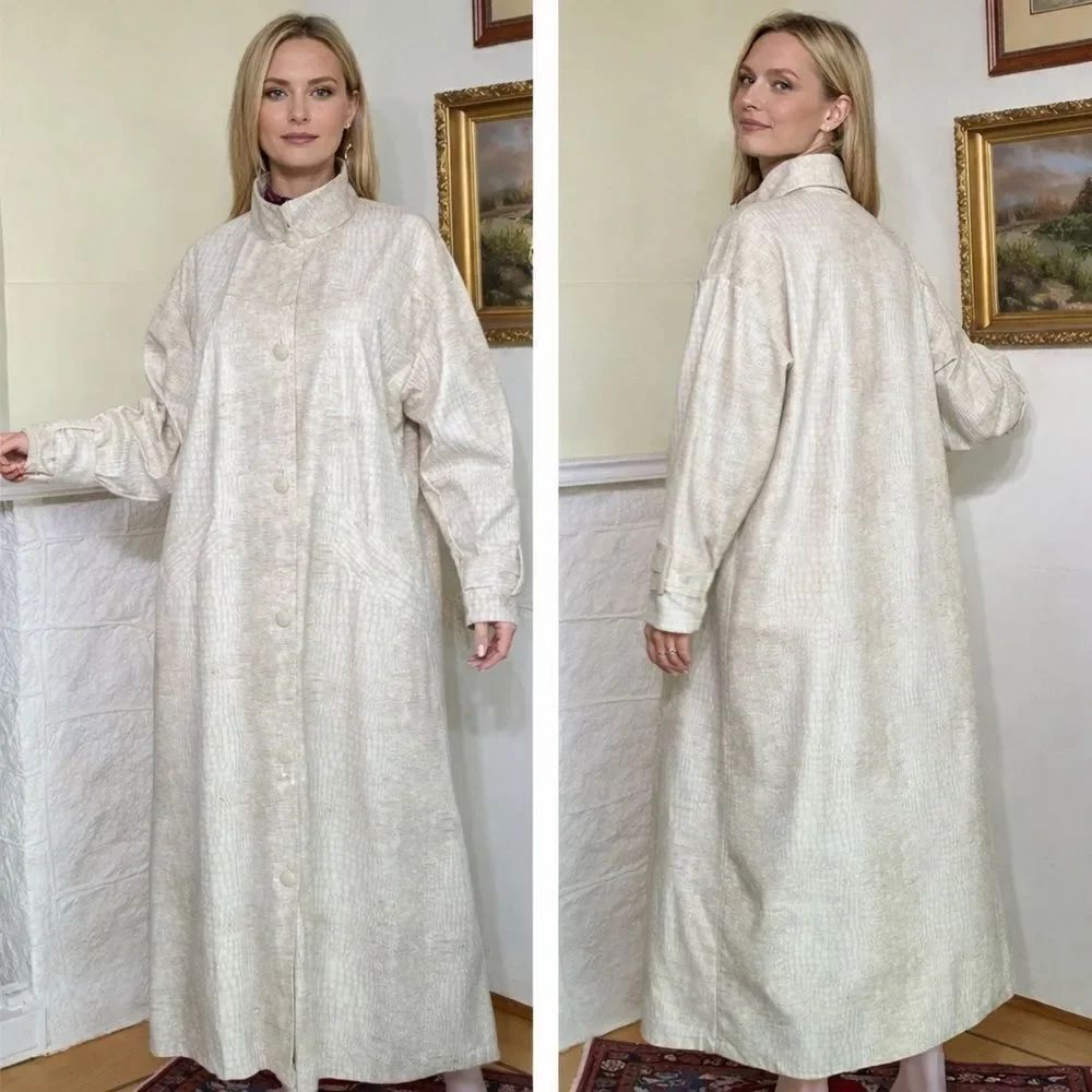 Vintage Linda Lundstrom 1980’s Snakeskin Maxi Trench Coat